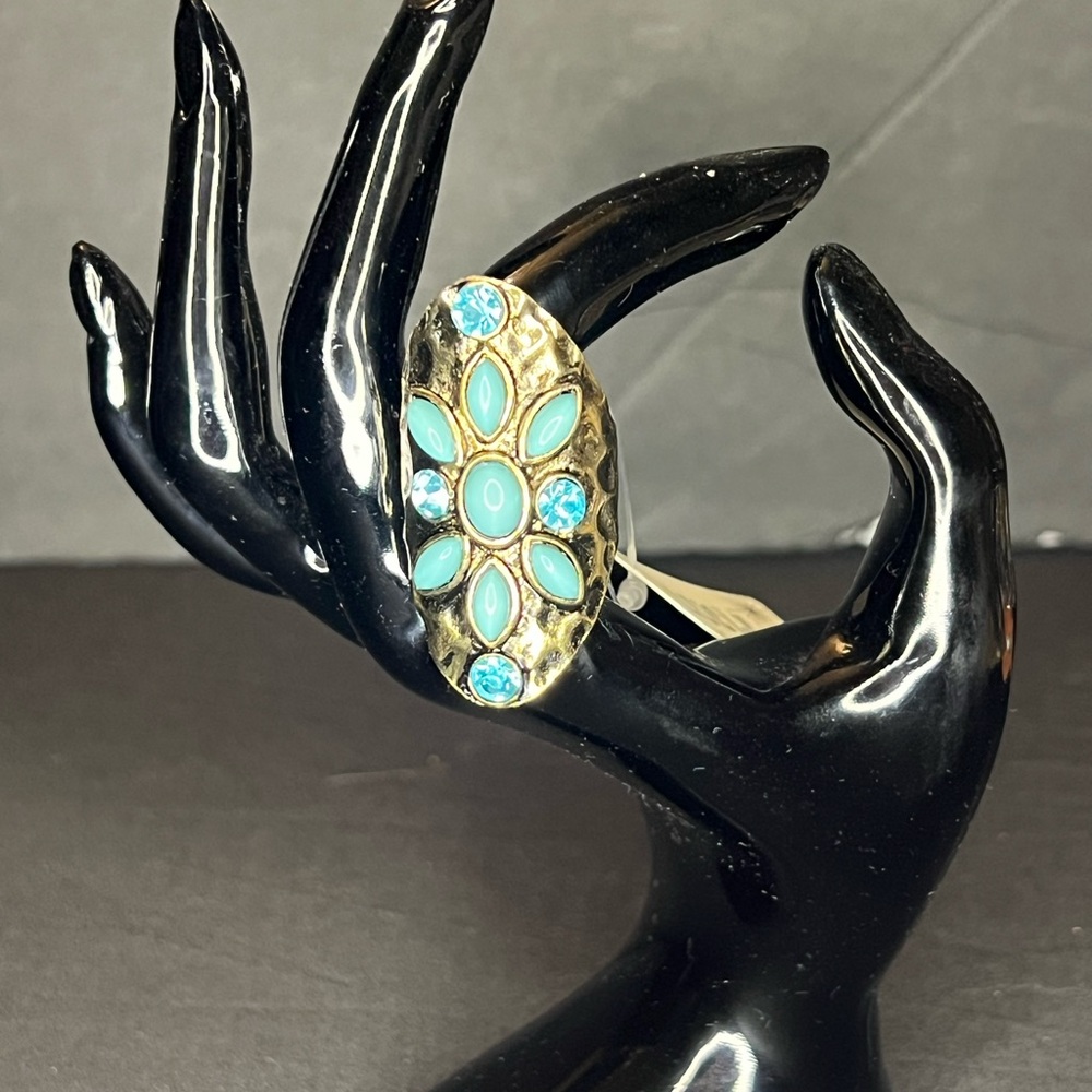 Ami Gold and Turquoise Floral Ring